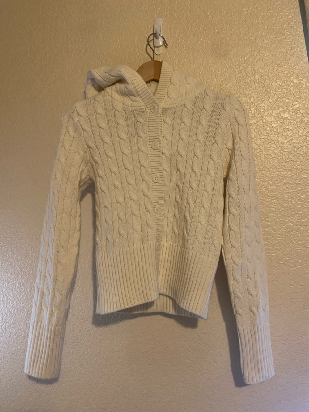 Brandy Melville Cream Cable Knit Cardigan - Picture 2 of 3
